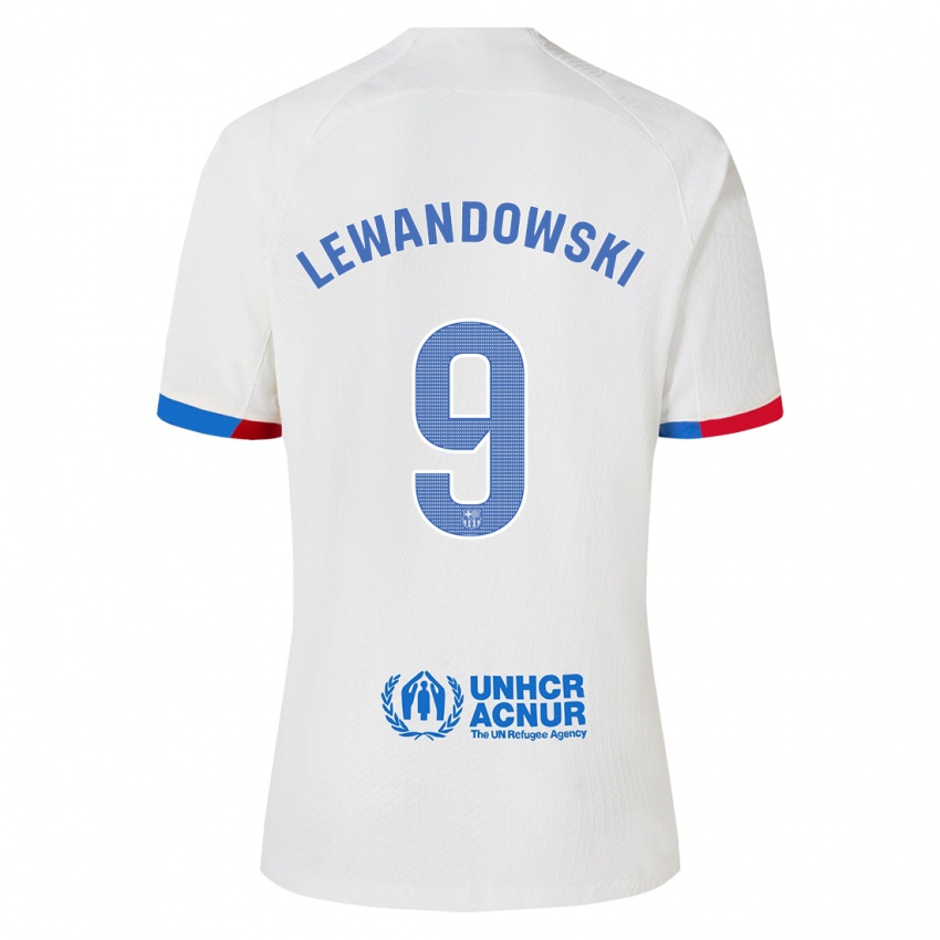 Női Robert Lewandowski #9 Fehér Idegenbeli Jersey 2023/24 Mez Póló Ing