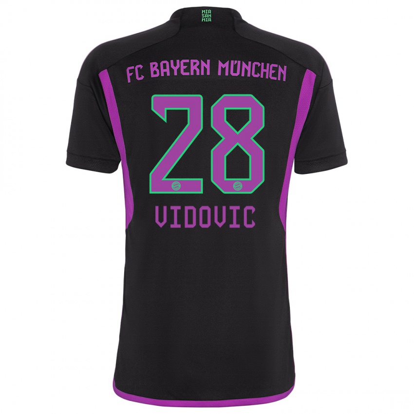 Női Gabriel Vidovic #28 Fekete Idegenbeli Jersey 2023/24 Mez Póló Ing