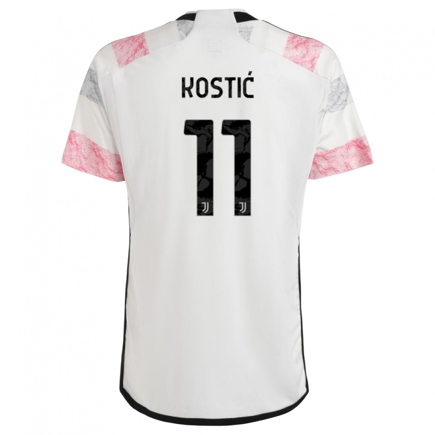 Női Filip Kostic #11 Fehér Rózsaszín Idegenbeli Jersey 2023/24 Mez Póló Ing