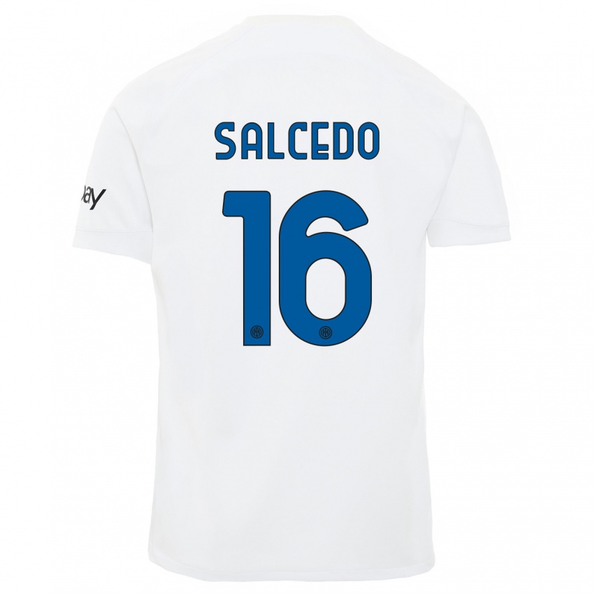 Női Eddie Salcedo #16 Fehér Idegenbeli Jersey 2023/24 Mez Póló Ing