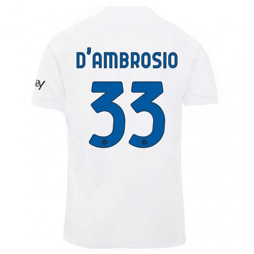 Női Danilo D'ambrosio #33 Fehér Idegenbeli Jersey 2023/24 Mez Póló Ing