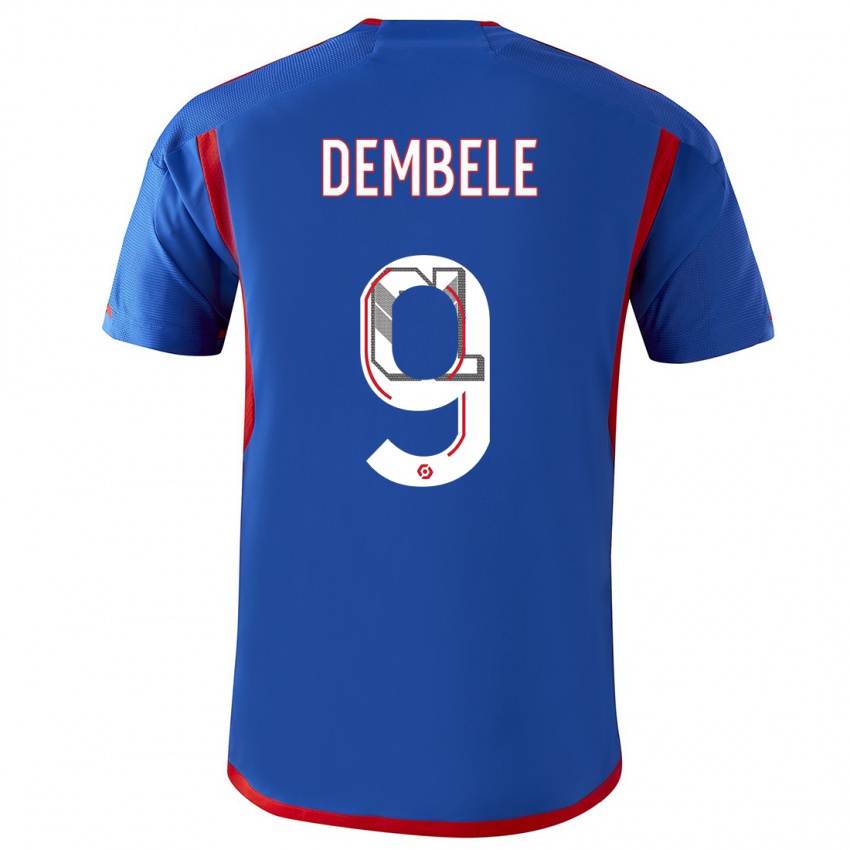 Női Moussa Dembele #9 Kék Piros Idegenbeli Jersey 2023/24 Mez Póló Ing