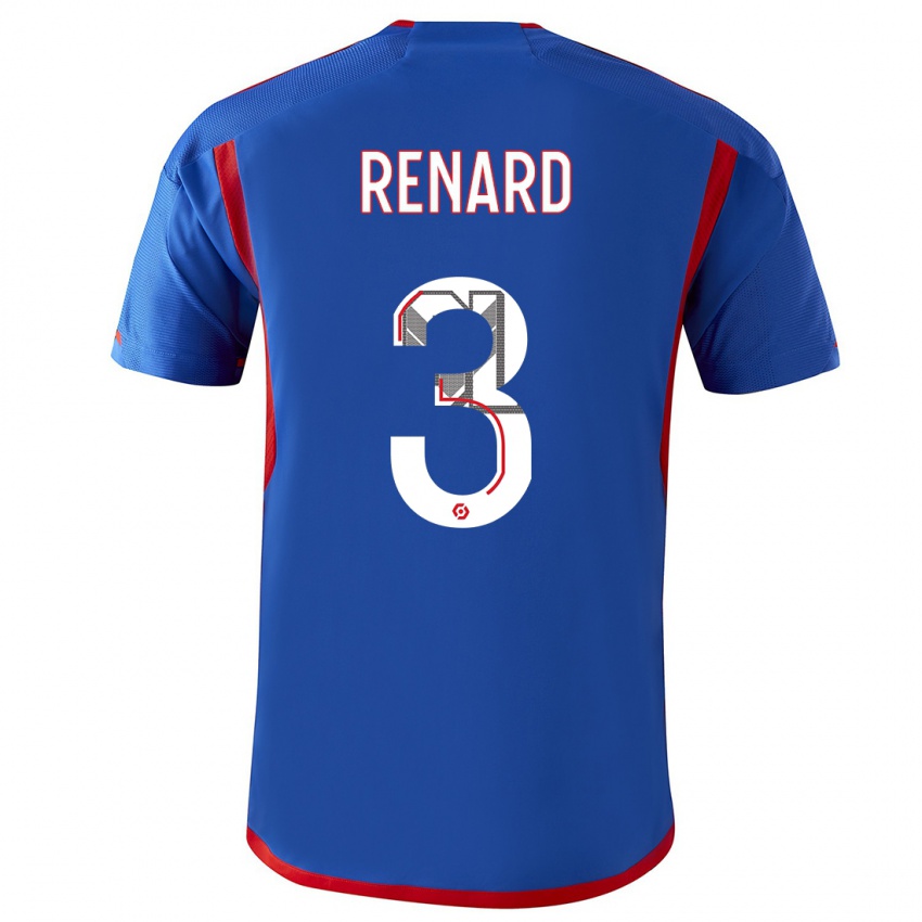 Női Wendie Renard #3 Kék Piros Idegenbeli Jersey 2023/24 Mez Póló Ing