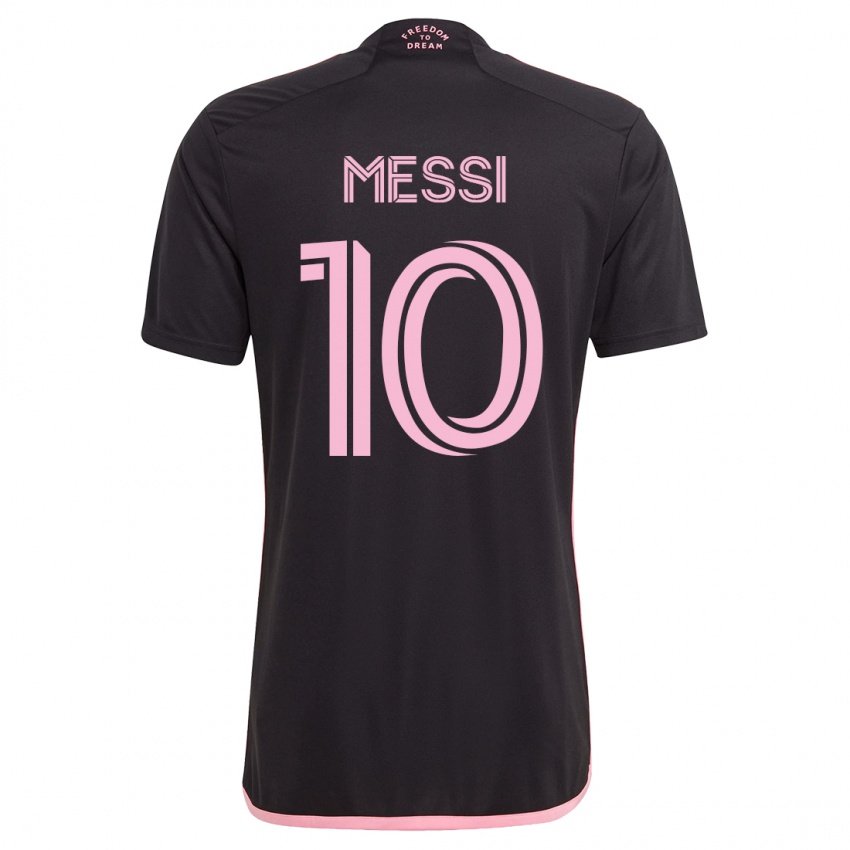 Női Lionel Messi #10 Fekete Idegenbeli Jersey 2023/24 Mez Póló Ing