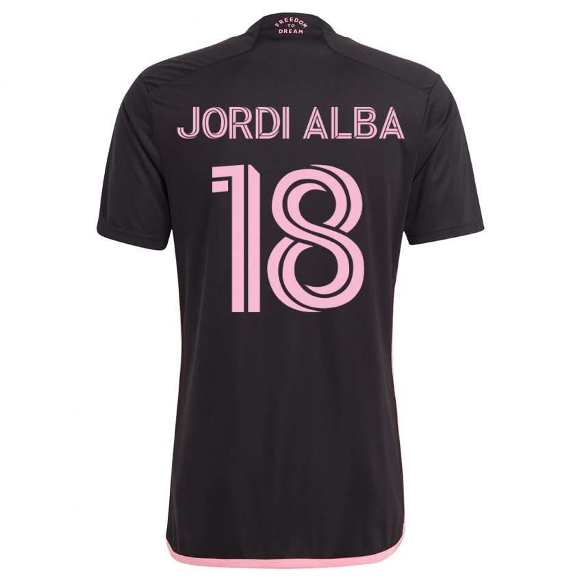 Női Jordi Alba #18 Fekete Idegenbeli Jersey 2023/24 Mez Póló Ing