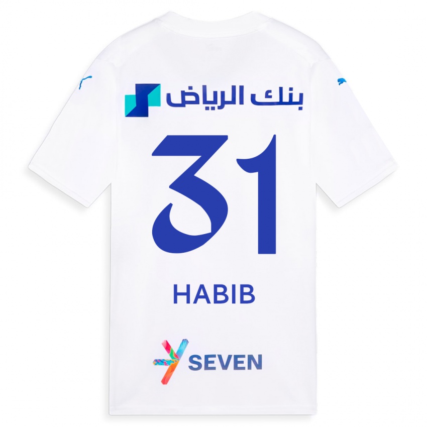 Női Habib Al-Wutaian #31 Fehér Idegenbeli Jersey 2023/24 Mez Póló Ing