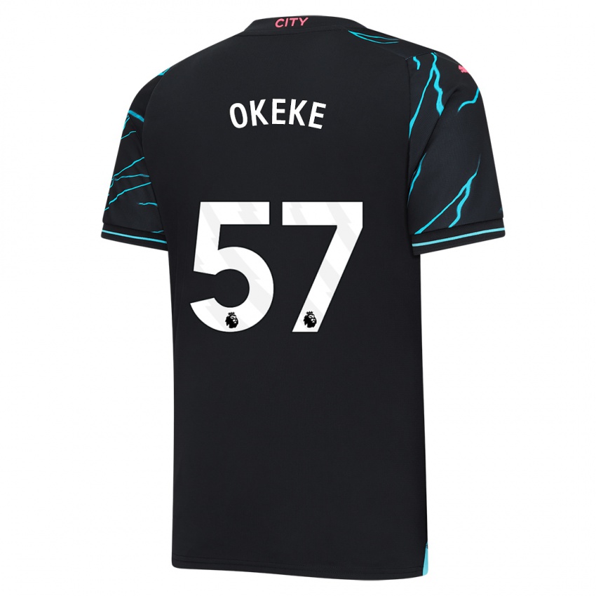 Női Michael Okeke #57 Sötétkék Harmadik Számú Jersey 2023/24 Mez Póló Ing