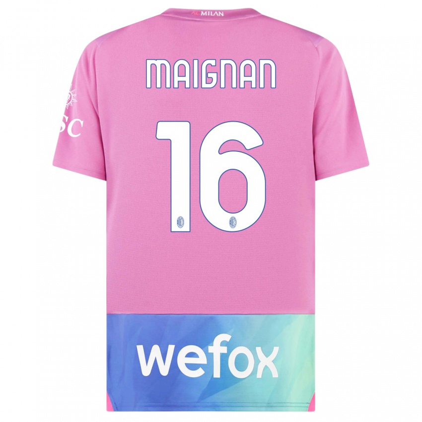 Női Mike Maignan #16 Pink Lila Harmadik Számú Jersey 2023/24 Mez Póló Ing