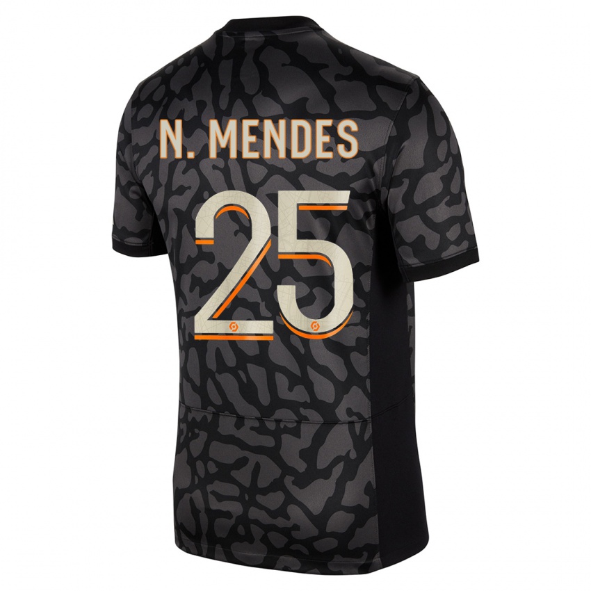 Női Nuno Mendes #25 Fekete Harmadik Számú Jersey 2023/24 Mez Póló Ing