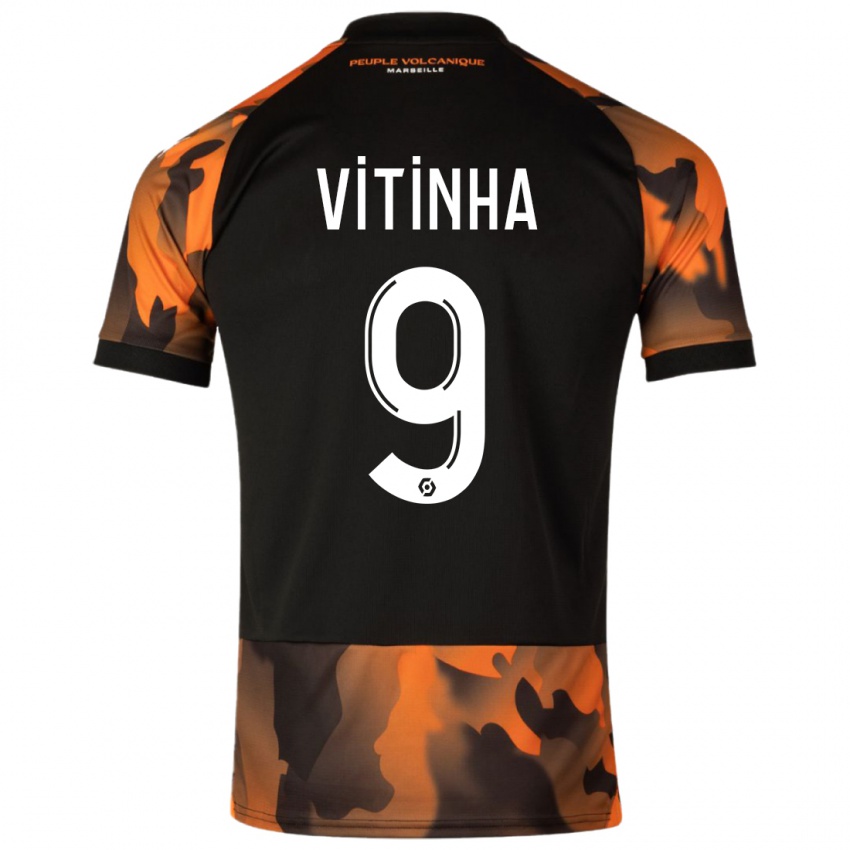 Női Vitinha #9 Fekete Narancs Harmadik Számú Jersey 2023/24 Mez Póló Ing