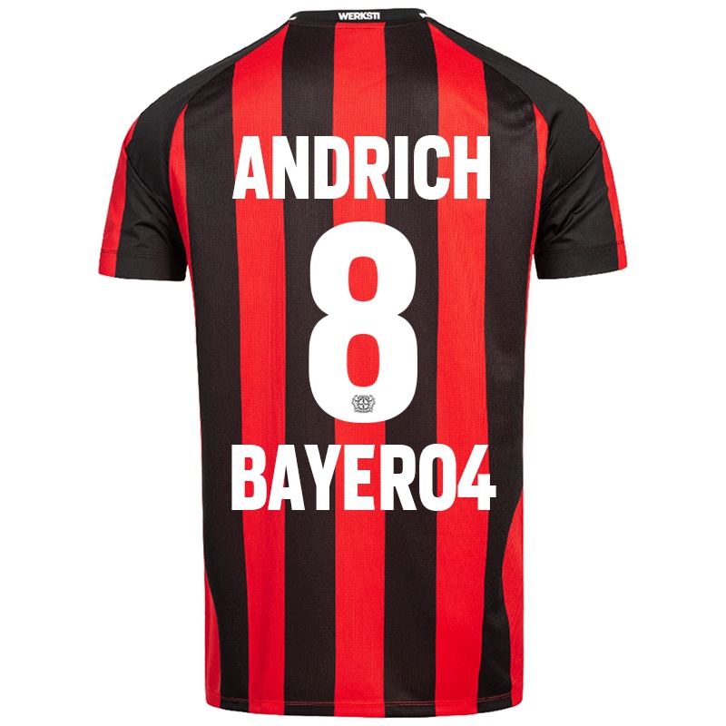 Gyermek Robert Andrich #8 Vörös Fekete Hazai Jersey 2021/22 Mez Póló Ing