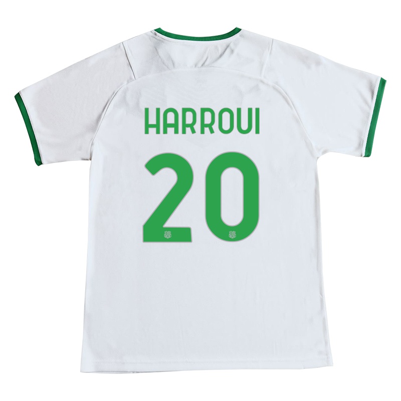 Gyermek Abdou Harroui #20 Fehér Idegenbeli Jersey 2021/22 Mez Póló Ing