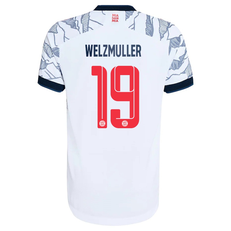 Gyermek Maximilian Welzmuller #19 Szurke Fehér Számú Jersey 2021/22 Mez Póló Ing