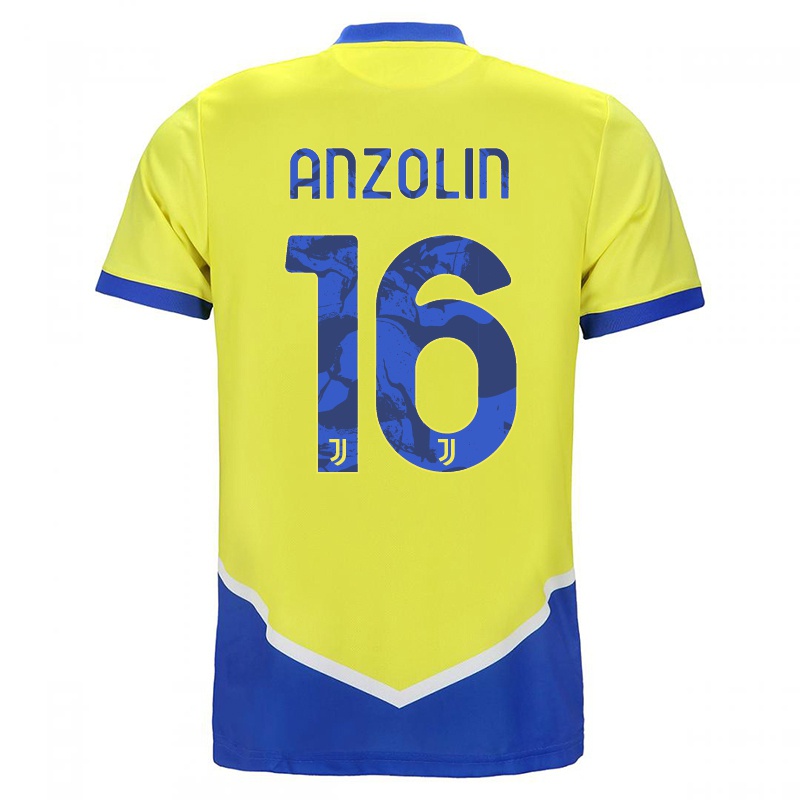 Gyermek Matteo Anzolin #16 Kék Sárga Számú Jersey 2021/22 Mez Póló Ing