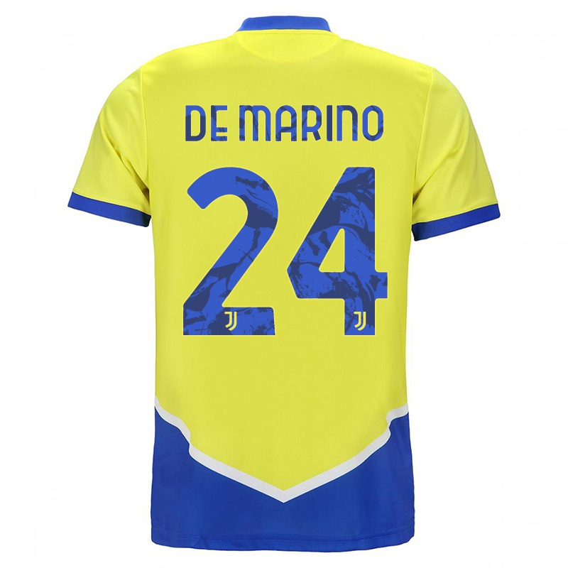Gyermek Davide De Marino #24 Kék Sárga Számú Jersey 2021/22 Mez Póló Ing
