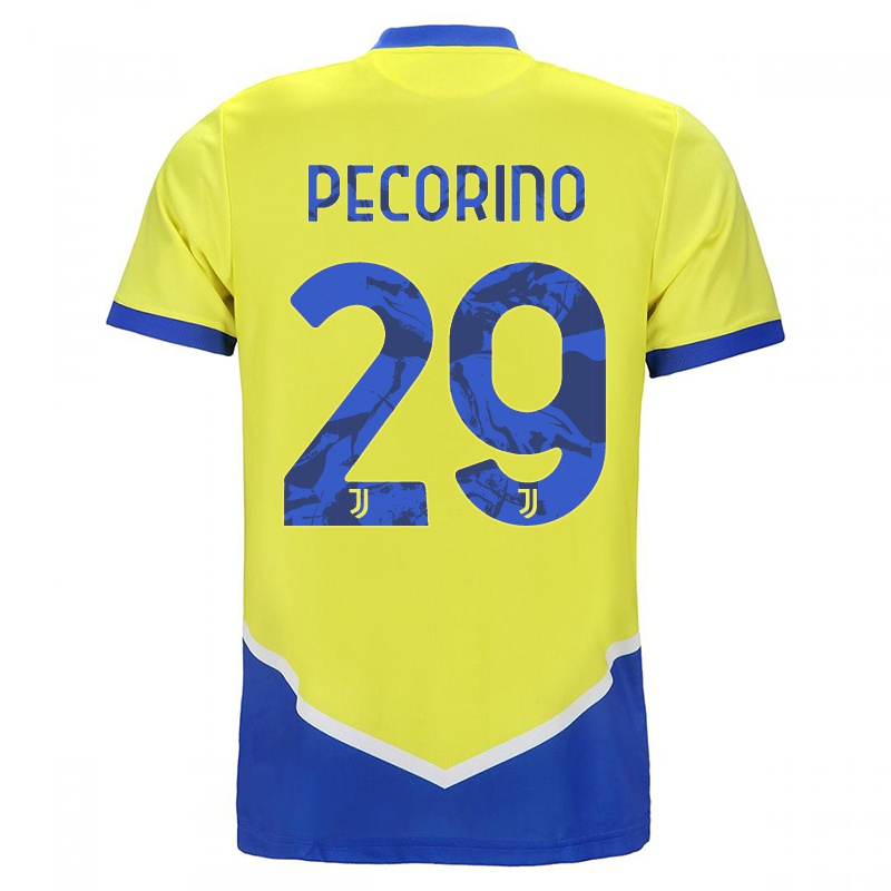 Gyermek Emanuele Pecorino #29 Kék Sárga Számú Jersey 2021/22 Mez Póló Ing