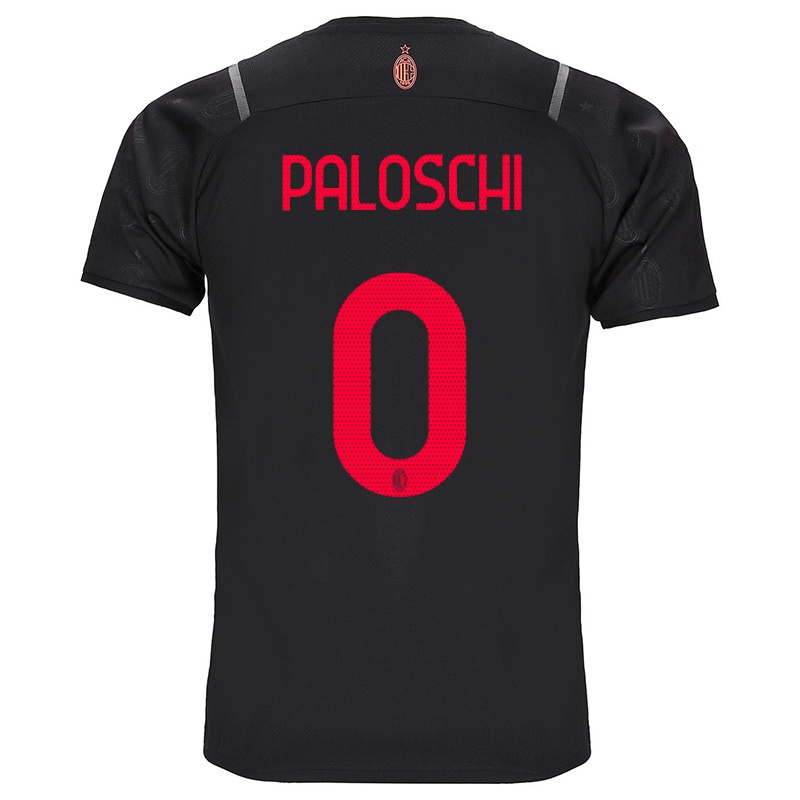 Gyermek Mattia Paloschi #0 Fekete Számú Jersey 2021/22 Mez Póló Ing