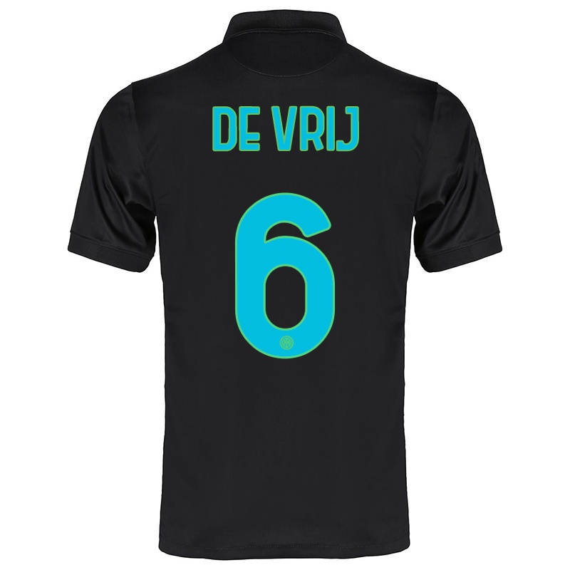 Gyermek Stefan De Vrij #6 Fekete Számú Jersey 2021/22 Mez Póló Ing