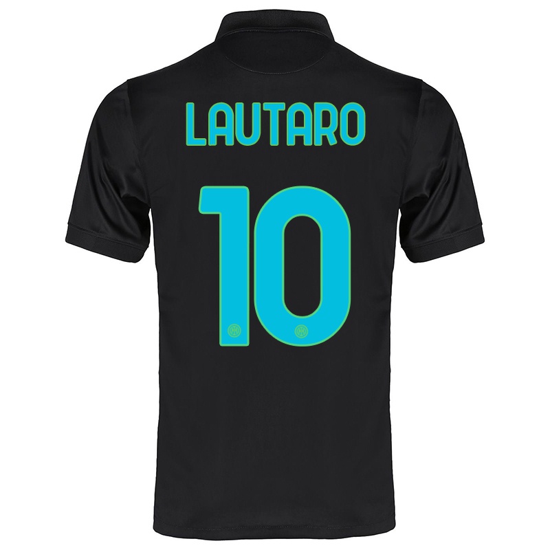 Gyermek Lautaro Martinez #10 Fekete Számú Jersey 2021/22 Mez Póló Ing