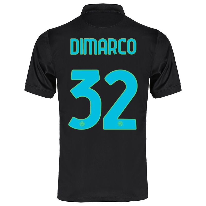 Gyermek Federico Dimarco #32 Fekete Számú Jersey 2021/22 Mez Póló Ing