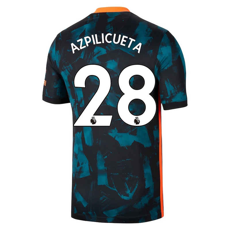 Gyermek Cesar Azpilicueta #28 Sötétkék Számú Jersey 2021/22 Mez Póló Ing