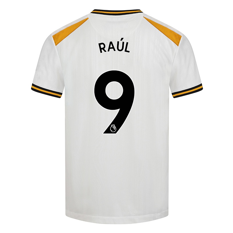 Gyermek Raul Jimenez #9 Fehér Sárga Számú Jersey 2021/22 Mez Póló Ing