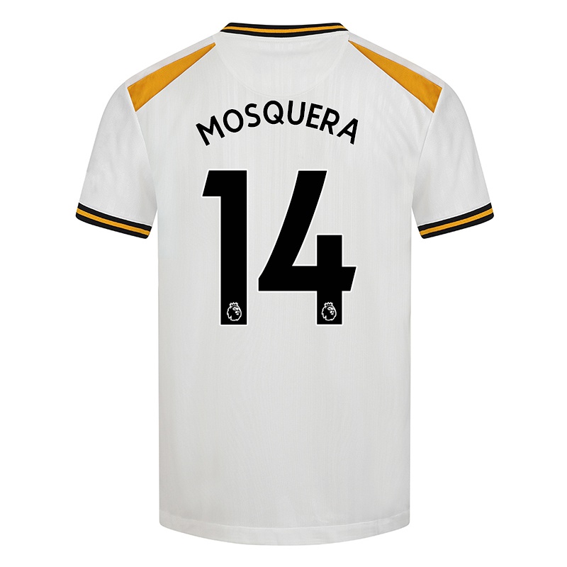 Gyermek Yerson Mosquera #14 Fehér Sárga Számú Jersey 2021/22 Mez Póló Ing