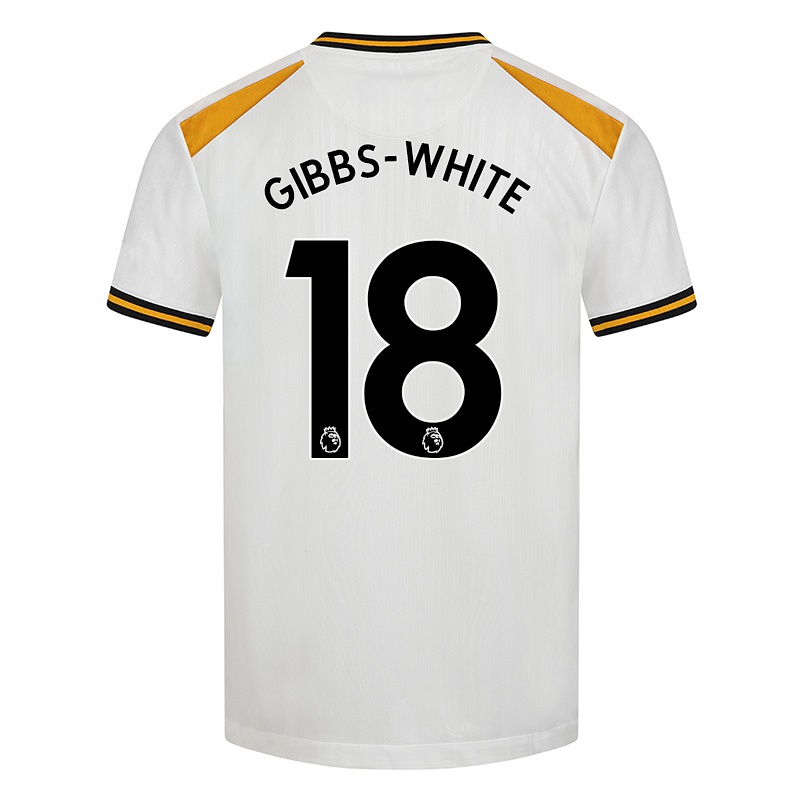Gyermek Morgan Gibbs-white #18 Fehér Sárga Számú Jersey 2021/22 Mez Póló Ing
