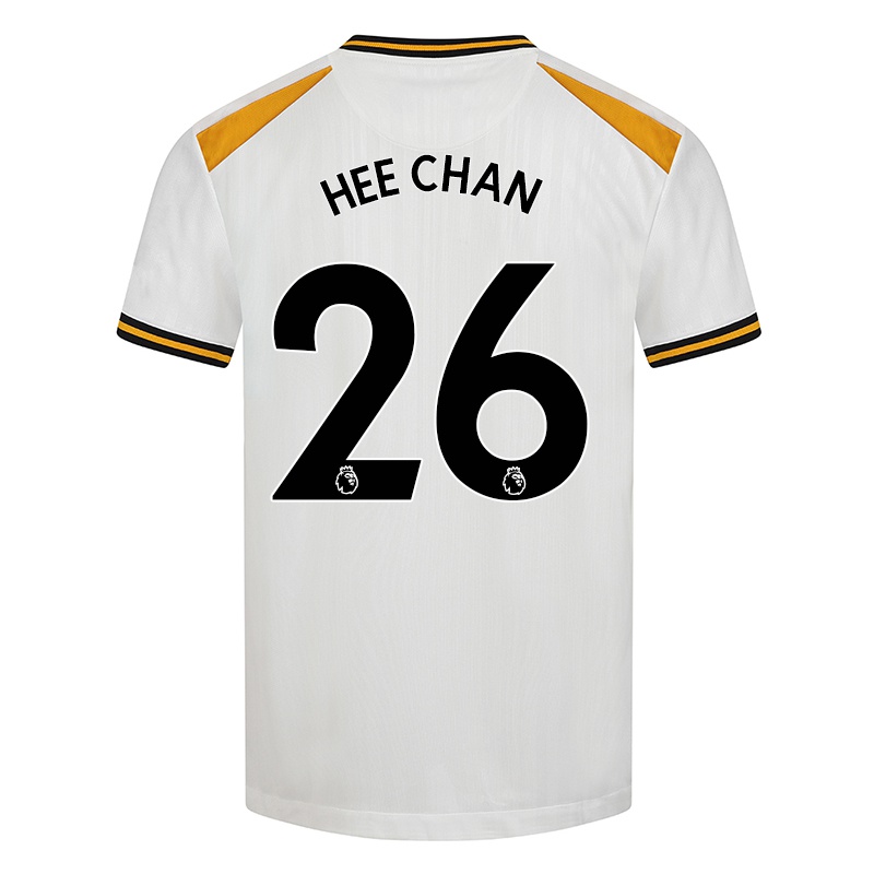 Gyermek Hwang Hee-chan #26 Fehér Sárga Számú Jersey 2021/22 Mez Póló Ing