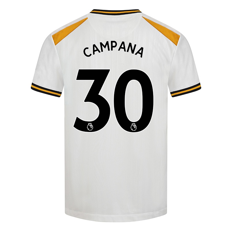 Gyermek Leonardo Campana #30 Fehér Sárga Számú Jersey 2021/22 Mez Póló Ing