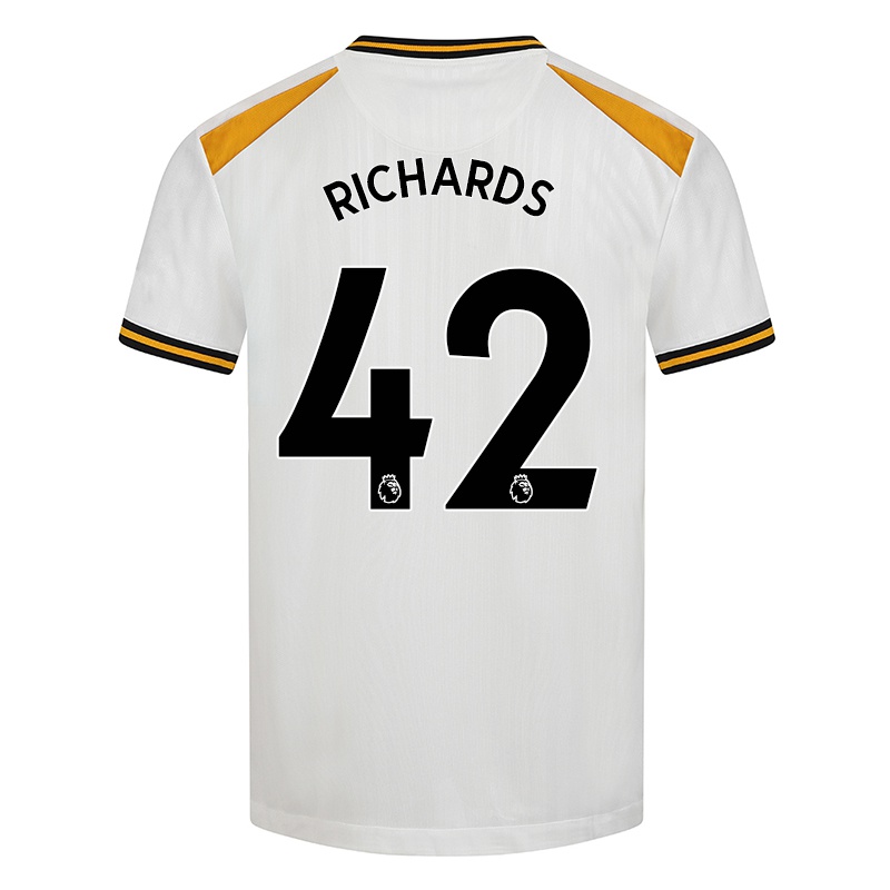 Gyermek Lewis Richards #42 Fehér Sárga Számú Jersey 2021/22 Mez Póló Ing