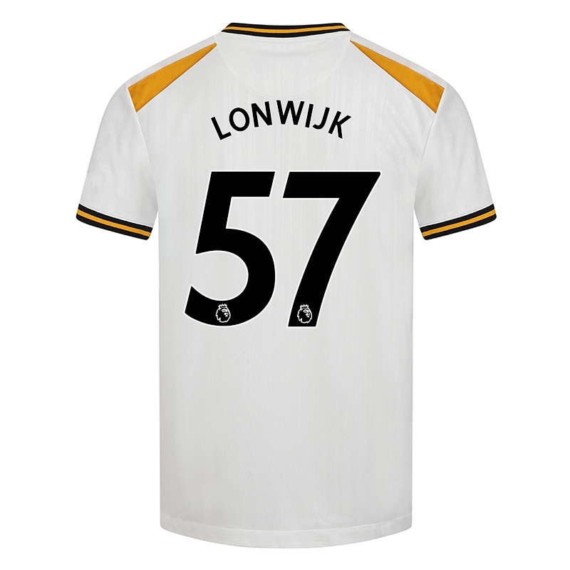 Gyermek Nigel Lonwijk #57 Fehér Sárga Számú Jersey 2021/22 Mez Póló Ing