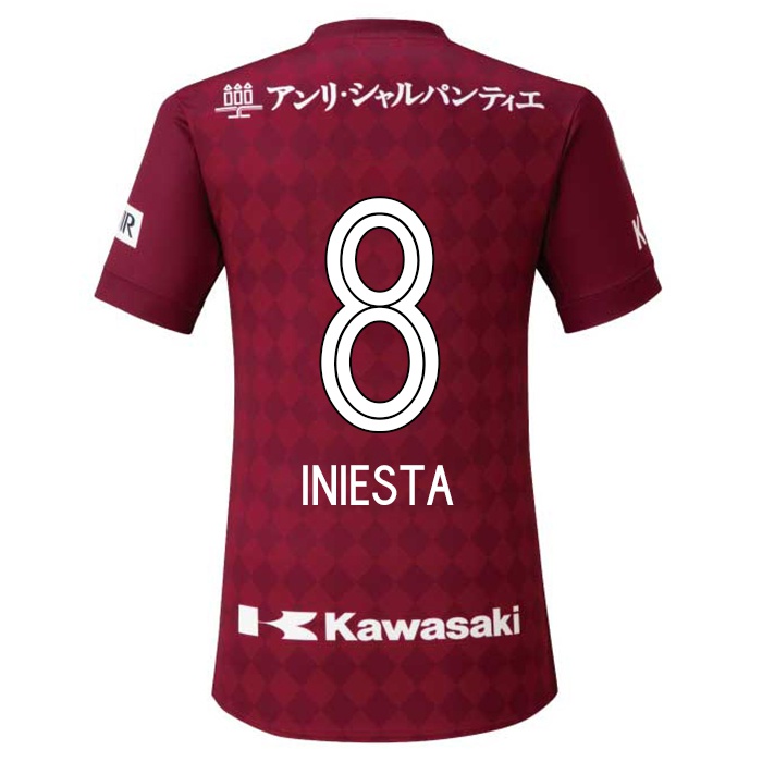 Férfi Andres Iniesta #8 Sötét Vörös Hazai Jersey 2021/22 Mez Póló Ing