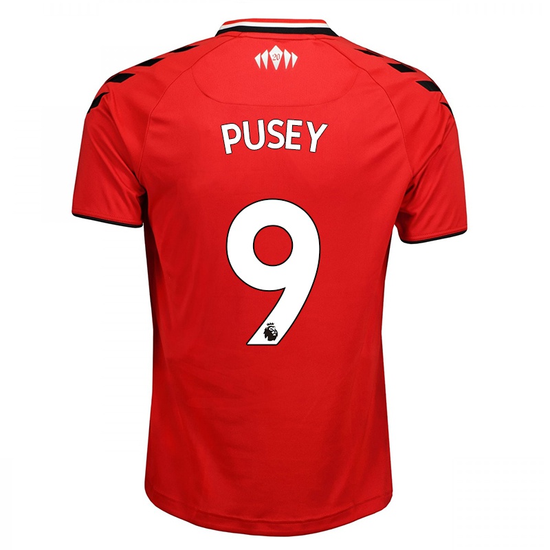 Férfi Ella Pusey #9 Piros Fehér Hazai Jersey 2021/22 Mez Póló Ing