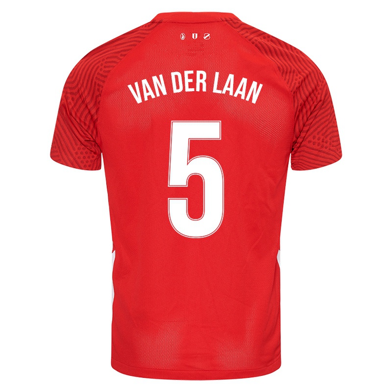 Férfi Michelle Van Der Laan #5 Piros Hazai Jersey 2021/22 Mez Póló Ing