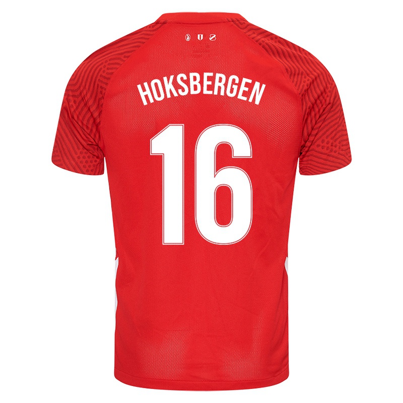 Férfi Maxime Hoksbergen #16 Piros Hazai Jersey 2021/22 Mez Póló Ing