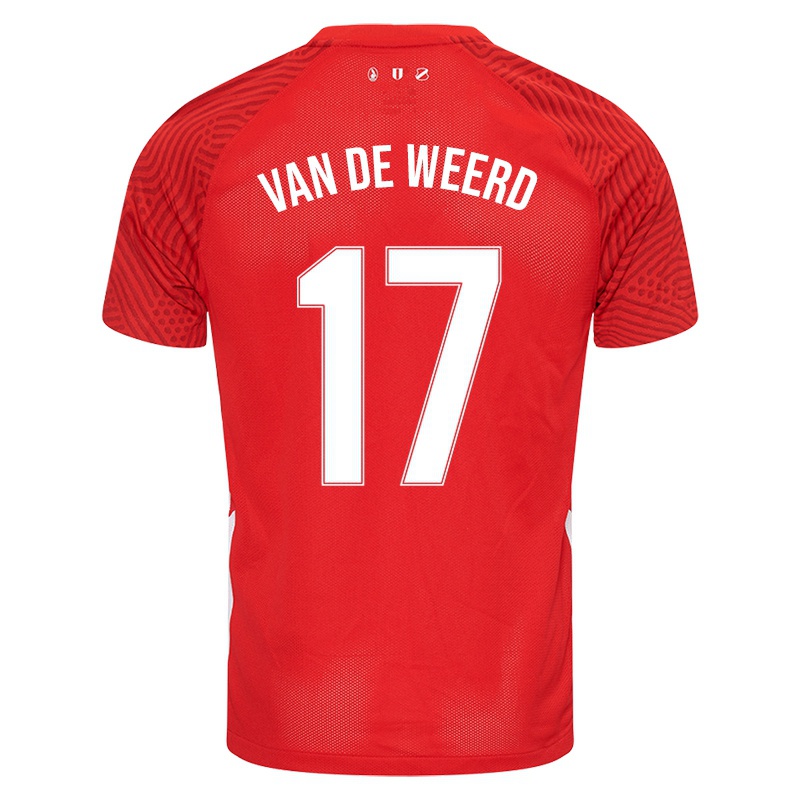 Férfi Simone Van De Weerd #17 Piros Hazai Jersey 2021/22 Mez Póló Ing
