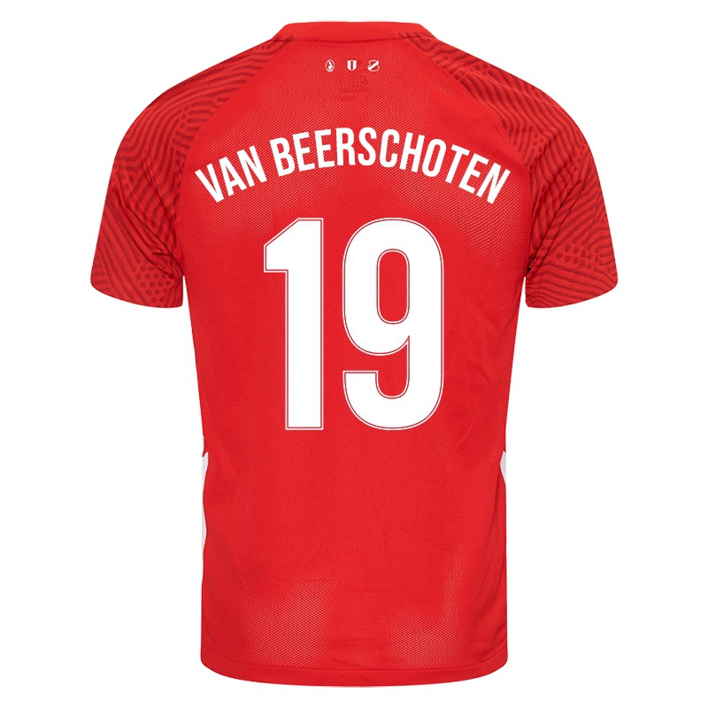 Férfi Nadia Van Beerschoten #19 Piros Hazai Jersey 2021/22 Mez Póló Ing