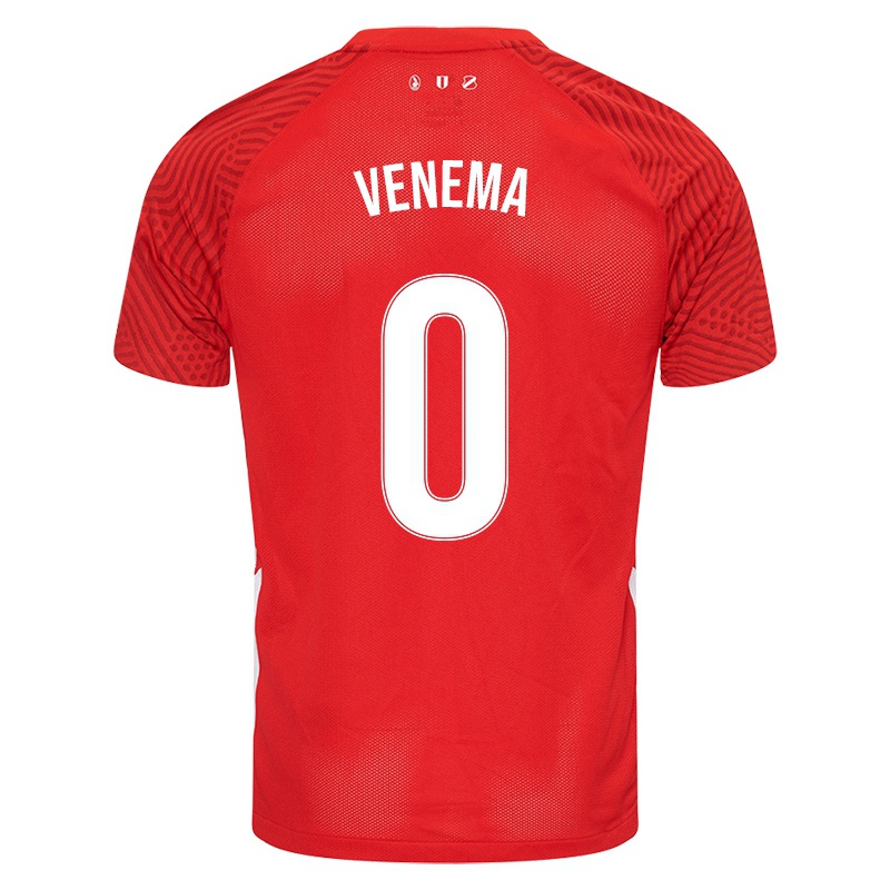 Férfi Nick Venema #0 Piros Hazai Jersey 2021/22 Mez Póló Ing