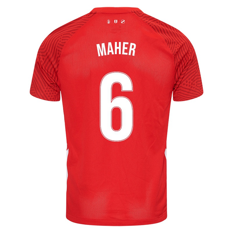 Férfi Adam Maher #6 Piros Hazai Jersey 2021/22 Mez Póló Ing