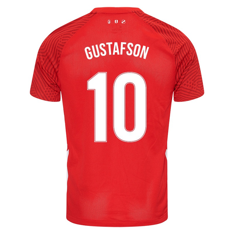 Férfi Simon Gustafson #10 Piros Hazai Jersey 2021/22 Mez Póló Ing
