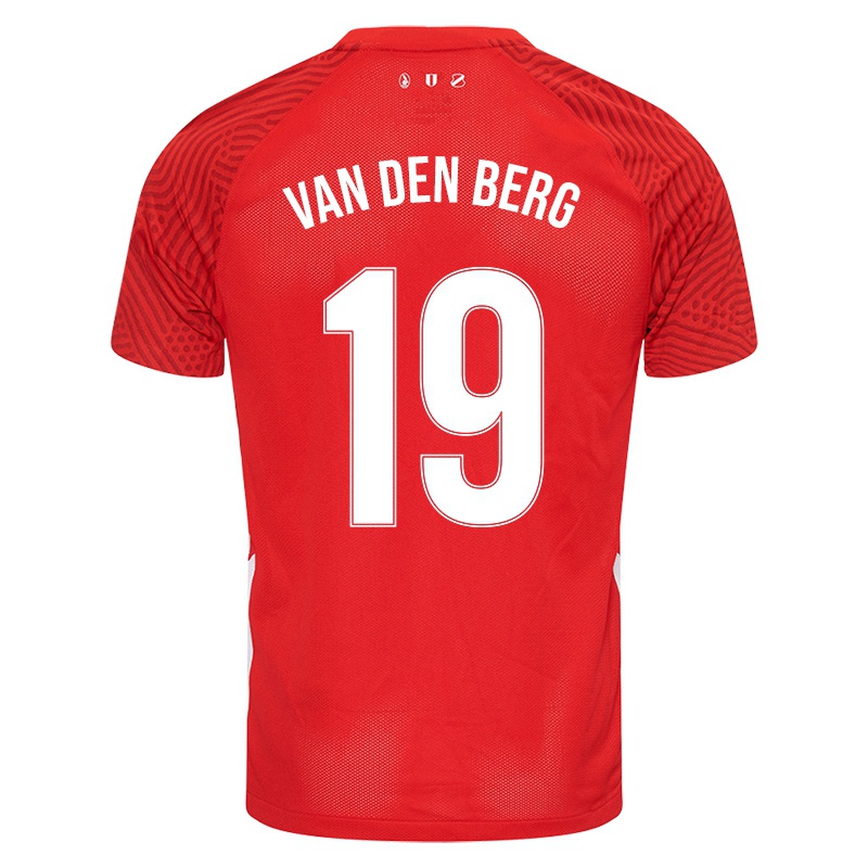 Férfi Davy Van Den Berg #19 Piros Hazai Jersey 2021/22 Mez Póló Ing