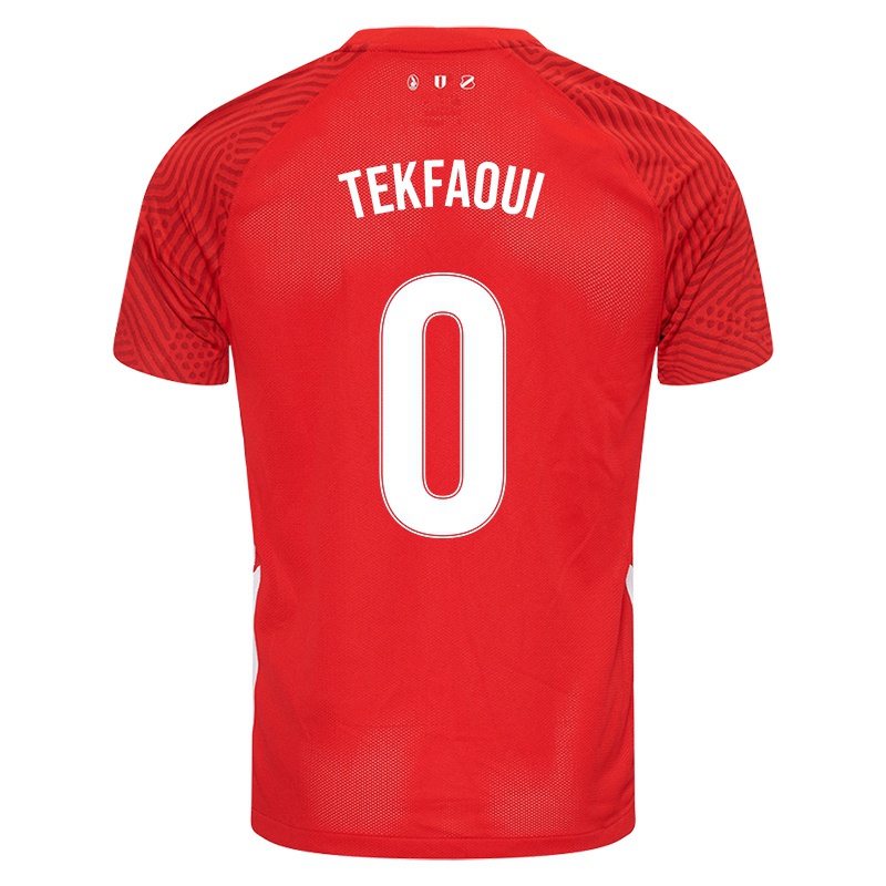 Férfi Yassine Tekfaoui #0 Piros Hazai Jersey 2021/22 Mez Póló Ing