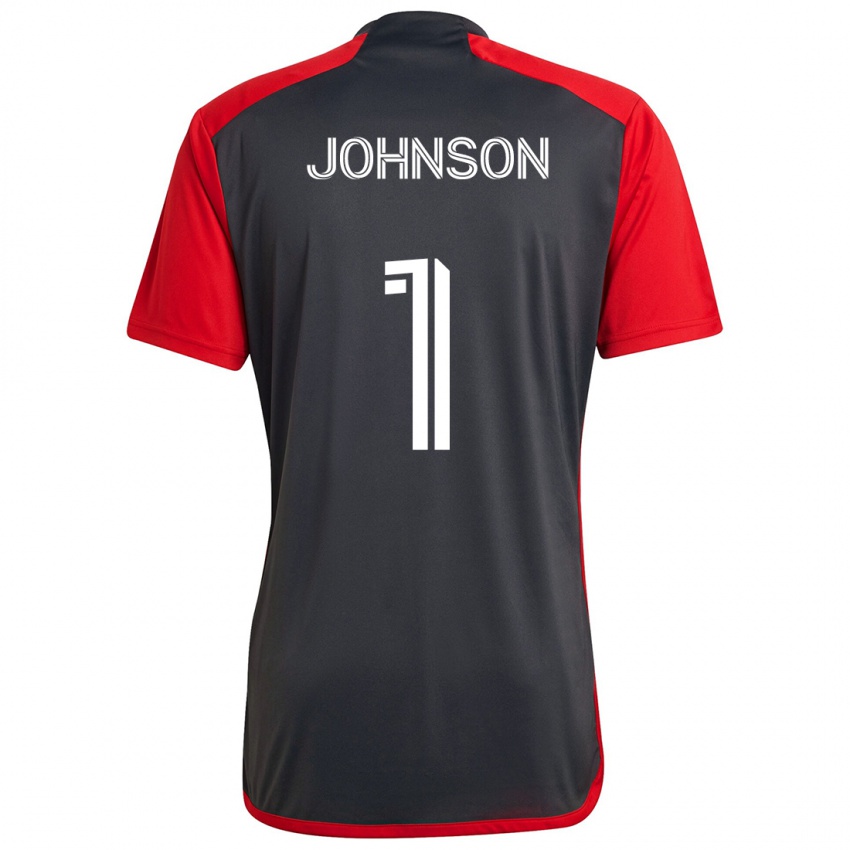 Gyermek Sean Johnson #1 Szürke Vörös Hazai Jersey 2024/25 Mez Póló Ing