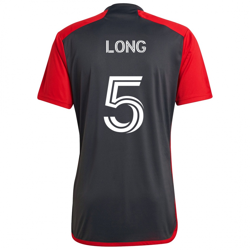 Gyermek Kevin Long #5 Szürke Vörös Hazai Jersey 2024/25 Mez Póló Ing