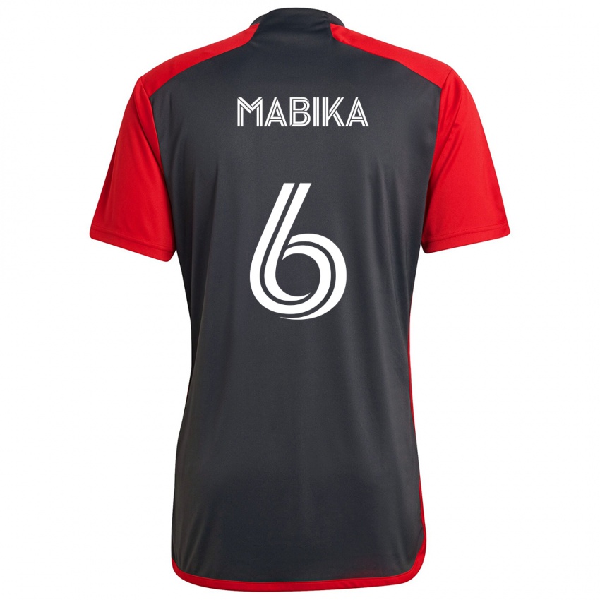 Gyermek Aimé Mabika #6 Szürke Vörös Hazai Jersey 2024/25 Mez Póló Ing