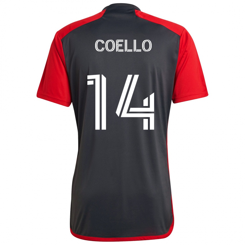 Gyermek Alonso Coello #14 Szürke Vörös Hazai Jersey 2024/25 Mez Póló Ing