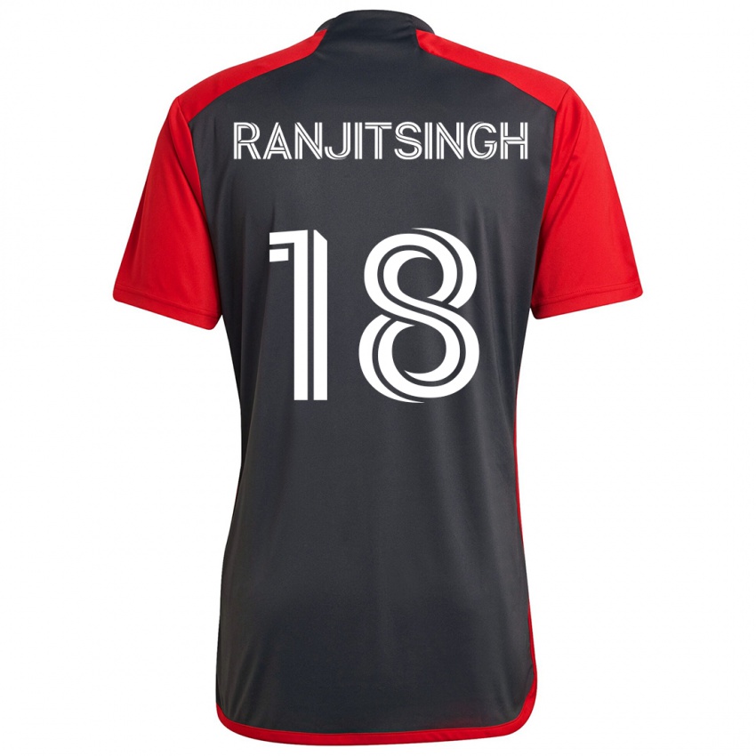 Gyermek Greg Ranjitsingh #18 Szürke Vörös Hazai Jersey 2024/25 Mez Póló Ing