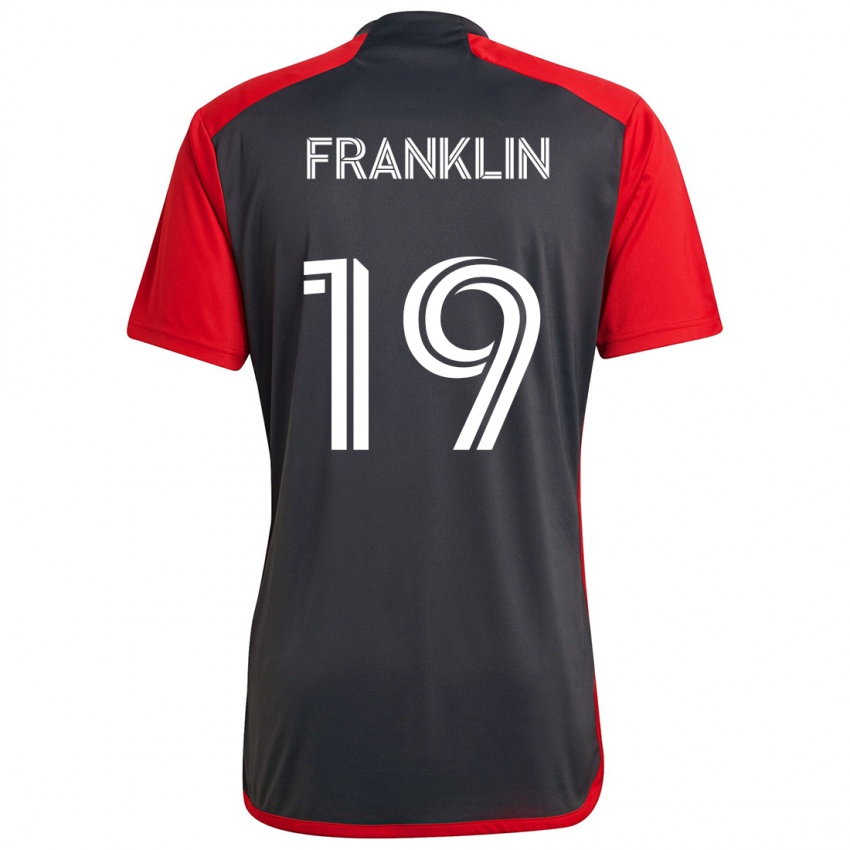 Gyermek Kobe Franklin #19 Szürke Vörös Hazai Jersey 2024/25 Mez Póló Ing