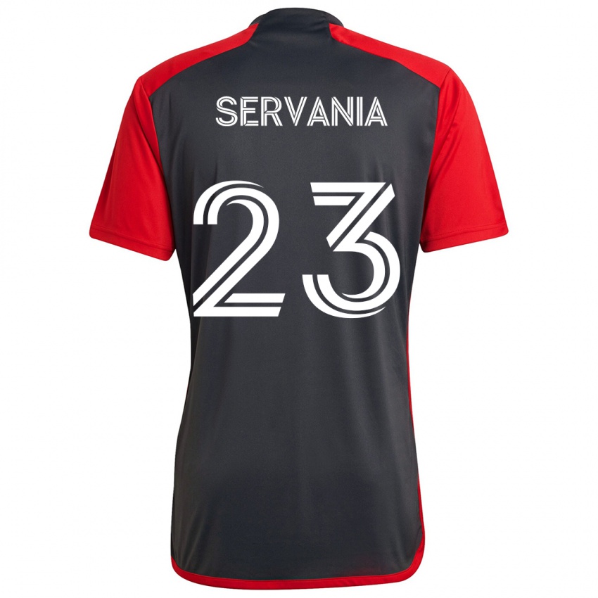 Gyermek Brandon Servania #23 Szürke Vörös Hazai Jersey 2024/25 Mez Póló Ing